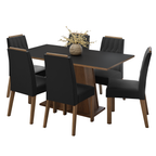 Conjunto Sala de Jantar Tampo de Madeira 6 Cadeiras Rustic/Preto/Oxford Cedro Madesa