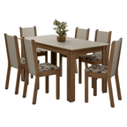 Conjunto Sala de Jantar Lucena Mesa Tampo de Madeira 6 Cadeiras Rustic/Crema/Bege Marrom Madesa