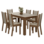 Conjunto Sala de Jantar Lucena Mesa Tampo de Madeira 6 Cadeiras Rustic/Crema/Lírio Bege Madesa