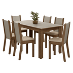 Conjunto Sala de Jantar Lucena Mesa Tampo de Madeira 6 Cadeiras Rustic/Crema/Sintético Bege Madesa