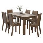 Conjunto Sala de Jantar Dolce Mesa Tampo de Madeira 6 Cadeiras Rustic/Crema/Bege Marrom Madesa