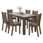 Conjunto Sala de Jantar Dolce Mesa Tampo de Madeira 6 Cadeiras Rustic/Crema/Floral Hibiscos Madesa