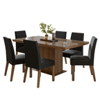 Conjunto Sala de Jantar Tampo com Vidro 6 Cadeiras Rustic/Oxford Alba Madesa