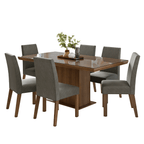 Conjunto Sala de Jantar Tampo com Vidro 6 Cadeiras Rustic/Silver Alba Madesa