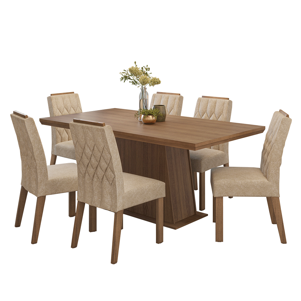 Conjunto Sala de Jantar Tampo de Madeira 6 Cadeiras Rustic/Imperial Assis Madesa