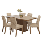 Conjunto Sala de Jantar Tampo de Madeira 6 Cadeiras Rustic/Crema/Imperial Assis Madesa