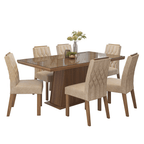 Conjunto Sala de Jantar Tampo com Vidro 6 Cadeiras Rustic/Imperial Colmar Madesa