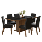 Conjunto Sala de Jantar Tampo de Madeira 6 Cadeiras Rustic/Preto/Oxford Grasse Madesa