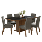 Conjunto Sala de Jantar Tampo de Madeira 6 Cadeiras Rustic/Preto/Silver Grasse Madesa