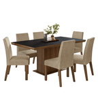 Conjunto Sala de Jantar Tampo de Madeira 6 Cadeiras Rustic/Preto/Imperial Grasse Madesa
