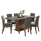 Conjunto Sala de Jantar Tampo de Madeira 6 Cadeiras Rustic/Cinza/Silver Grasse Madesa