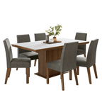 Conjunto Sala de Jantar Tampo de Madeira 6 Cadeiras Rustic/Branco/Silver Grasse Madesa