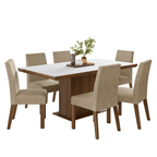 Conjunto Sala de Jantar Tampo de Madeira 6 Cadeiras Rustic/Branco/Imperial Grasse Madesa