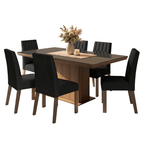 Conjunto Sala de Jantar Tampo com Vidro 6 Cadeiras Rustic/Oxford Dinan Madesa