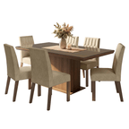 Conjunto Sala de Jantar Tampo com Vidro 6 Cadeiras Rustic/Imperial Dinan Madesa