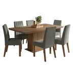 Conjunto Sala de Jantar Tampo de Madeira 6 Cadeiras Rustic/Silver Luso Madesa