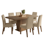 Conjunto Sala de Jantar Tampo de Madeira 6 Cadeiras Rustic/Imperial Luso Madesa