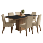 Conjunto Sala de Jantar Tampo de Madeira 6 Cadeiras Rustic/Preto/Imperial Luso Madesa