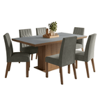 Conjunto Sala de Jantar Tampo de Madeira 6 Cadeiras Rustic/Cinza/Silver Luso Madesa