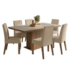 Conjunto Sala de Jantar Tampo de Madeira 6 Cadeiras Rustic/Crema/Imperial Luso Madesa
