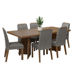 Conjunto Sala de Jantar Tampo de Madeira 6 Cadeiras Rustic/Silver Sarlat Madesa