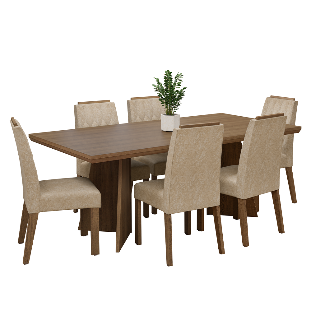 Conjunto Sala de Jantar Tampo de Madeira 6 Cadeiras Rustic/Imperial Sarlat Madesa
