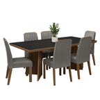 Conjunto Sala de Jantar Tampo de Madeira 6 Cadeiras Rustic/Preto/Silver Sarlat Madesa