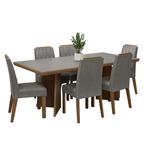 Conjunto Sala de Jantar Tampo de Madeira 6 Cadeiras Rustic/Cinza/Silver Sarlat Madesa