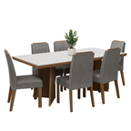 Conjunto Sala de Jantar Tampo de Madeira 6 Cadeiras Rustic/Branco/Silver Sarlat Madesa