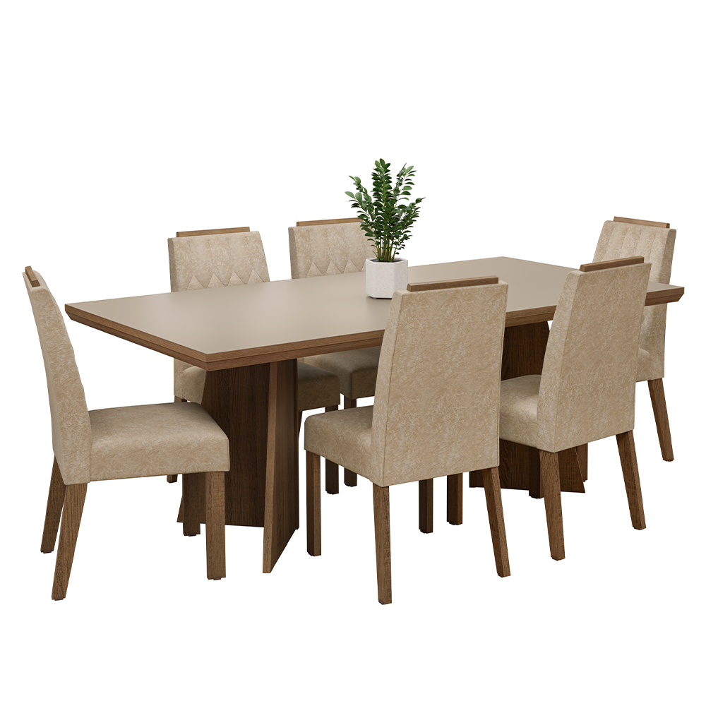 Conjunto Sala de Jantar Tampo de Madeira 6 Cadeiras Rustic/Cinza/Imperial Sarlat Madesa
