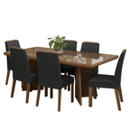 Conjunto Sala de Jantar Tampo com Vidro 6 Cadeiras Rustic/Oxford Pienza Madesa