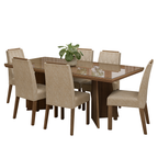 Conjunto Sala de Jantar Tampo com Vidro 6 Cadeiras Rustic/Imperial Pienza Madesa