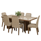 Conjunto Sala de Jantar Tampo com Vidro 6 Cadeiras Rustic/Cinza/Imperial Pienza Madesa