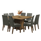 Conjunto Sala de Jantar Mesa Tampo de Madeira 8 Cadeiras Rustic/Silver Doris Madesa