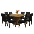 Conjunto Sala de Jantar Mesa Tampo de Madeira 8 Cadeiras Rustic/Oxford Leila Madesa
