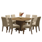 Conjunto Sala de Jantar Mesa Tampo de Madeira 8 Cadeiras Rustic/Imperial Leila Madesa