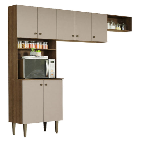 Armário de Cozinha Compacta Quiosque 235cm Rustic/Crema Gourmet Madesa 01