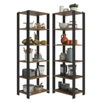 Armário Estante Multiuso Organizador de Canto 10 Prateleiras 118cm Rustic/Preto Madesa