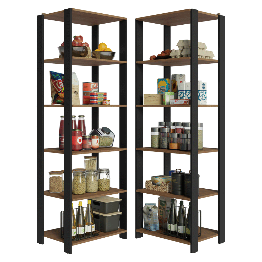 Armário Estante Multiuso Organizador Despensa de Canto 10 Prateleiras 118cm Rustic/Preto Madesa