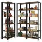 Armário Estante Multiuso Organizador Despensa de Canto 15 Prateleiras 177cm Rustic/Preto Madesa