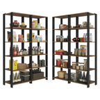 Armário Estante Multiuso Organizador Despensa de Canto 20 Prateleiras 236cm Rustic/Preto Madesa