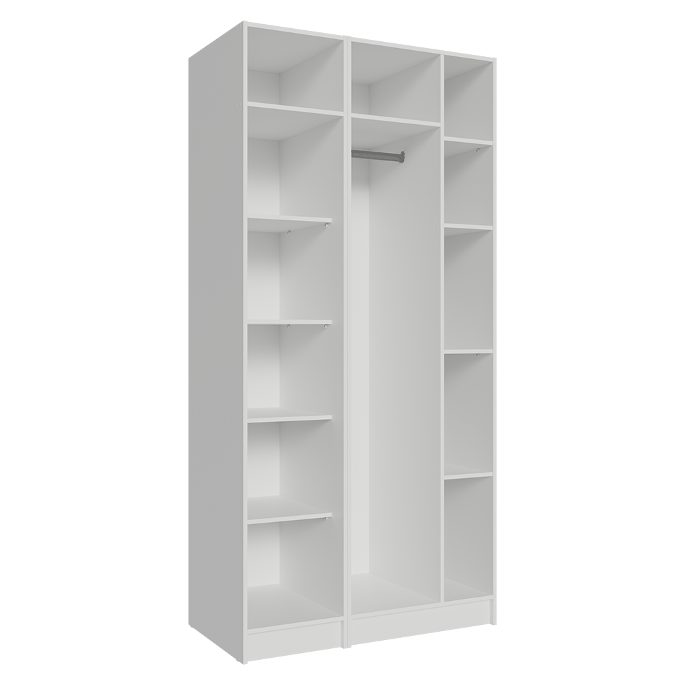 Guarda-Roupa Modulado 2 Portas com Espelhos 5 Nichos Branco Neo Madesa 01