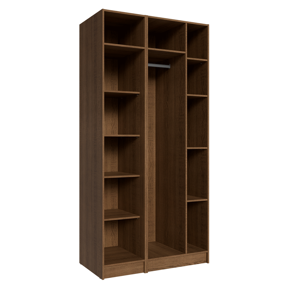 Guarda-Roupa Modulado 2 Portas com Espelhos 5 Nichos Rustic/Crema Neo Madesa 01