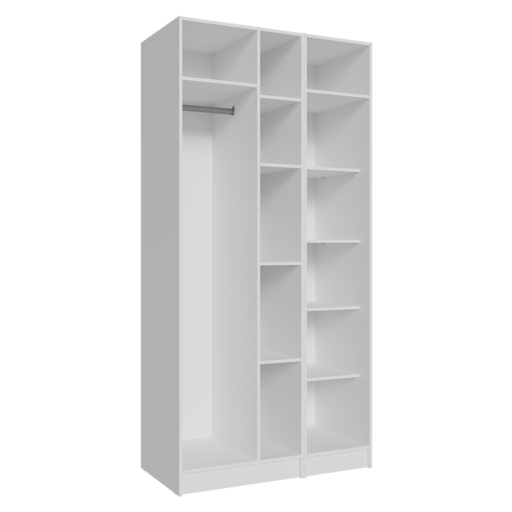 Guarda-Roupa Modulado 2 Portas com Espelhos 5 Nichos Branco Neo Madesa 02