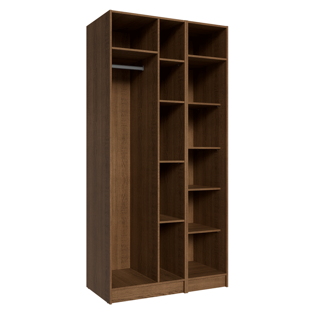 Guarda-Roupa Modulado 2 Portas com Espelhos 5 Nichos Rustic/Crema Neo Madesa 02
