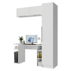 Conjunto Home Office 1 Guarda-Roupa 2 Aéreos Neo 1 Escrivaninha Branco Madesa