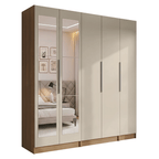Guarda-Roupa Modulado 200 cm 5 Portas com Espelhos 2 Gavetas Rustic/Crema Neo Madesa 02