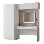 Conjunto Quarto 1 Penteadeira 2 Aéreos 1 Guarda-Roupa 2 Portas Neo Branco Madesa
