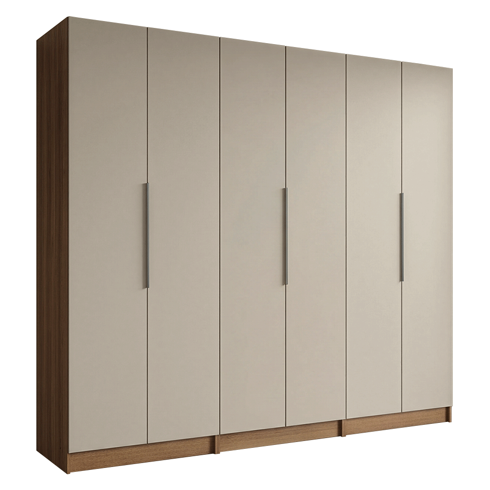 Guarda-Roupa Modulado 240 cm 6 Portas 4 Gavetas Rustic/Crema Neo Madesa 01