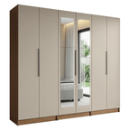 Guarda-Roupa Modulado 240 cm 6 Portas com Espelhos 4 Gavetas Rustic/Crema Neo Madesa 02